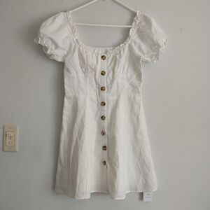 knee length dresses for ladies Miss Circle Samara Floral Drop Waist Linen Corset Puffy Mini Dress XL main image 0